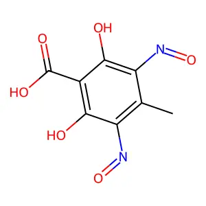 2,6-Dihydroxy-4-methyl-3,5-dinitrosobenzoic acid structure