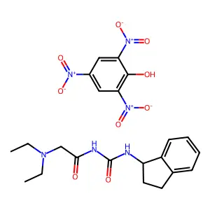 Urea, 1-(2-diethylaminoacetyl)-3-(1-indanyl)-, picrate structure