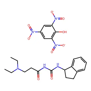 Urea, 1-(2-diethylaminopropionyl)-3-(1-indanyl)-, picrate structure