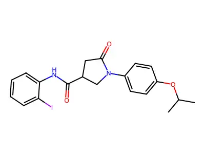 N-(2-iodophenyl)-5-oxo-1-(4-propan-2-yloxyphenyl)pyrrolidine-3-carboxamide structure