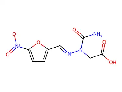 2-[Carbamoyl-[(5-nitrofuran-2-yl)methylideneamino]amino]acetic acid structure
