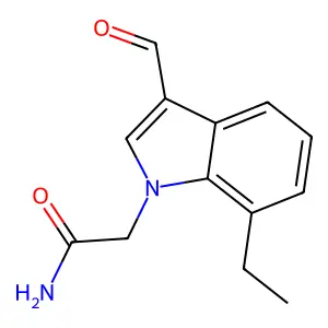 2-(7-ethyl-3-formyl-1H-indol-1-yl)acetamide structure
