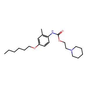 Carbanilic acid, 4-(hexyloxy)-2-methyl-, 2-piperidinoethyl ester structure