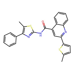 N-(5-methyl-4-phenyl-1,3-thiazol-2-yl)-2-(5-methylthiophen-2-yl)quinoline-4-carboxamide structure