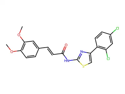 N-[4-(2,4-dichlorophenyl)-1,3-thiazol-2-yl]-3-(3,4-dimethoxyphenyl)prop-2-enamide structure