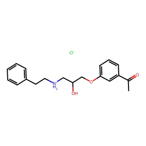 Acetophenone, 3'-((2-hydroxy-3-phenethylamino)propoxy)-, hydrochloride structure