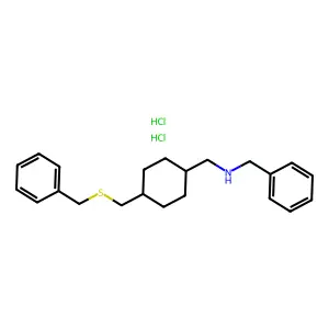 Benzylamine, N-(4-(benzylthiomethyl)cyclohexyl)methyl-, dihydrochloride structure