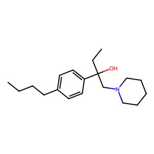 4-Butyl-alpha-ethyl-alpha-(piperidinomethyl)benzyl alcohol structure