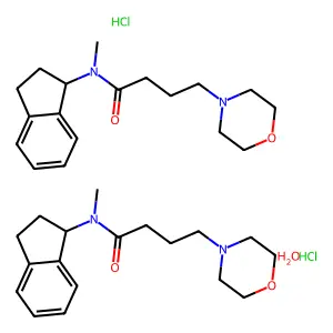 1-Indanamine, N-(2-morpholinobutyryl)-N-methyl-, hydrochloride, hemihydrate structure