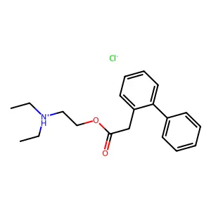 2-Biphenylacetic acid, 2-(diethylamino)ethyl ester, hydrochloride structure