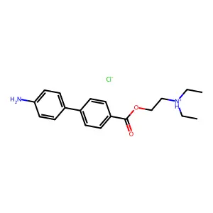 4-Biphenylcarboxylic acid, 4'-amino-, 2-(diethylamino)ethyl ester, hydrochloride structure