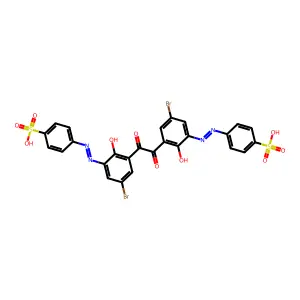 Salicil, 3,3'-bis(4-sulfo-1-phenyl)azo-5,5'-dibromo- structure