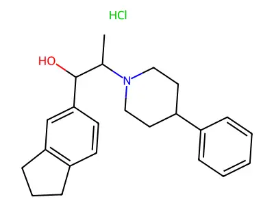 alpha-(2,3-Dihydro-1H-inden-5-yl)-beta-methyl-4-phenyl-1-piperidineethanol hydrochloride structure