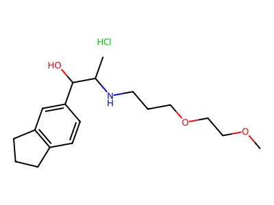 1H-Indenemethanol, 2,3-dihydro-alpha-(1-((3-(2-methoxyethoxy)propyl)amino)ethyl)-, hydrochloride structure