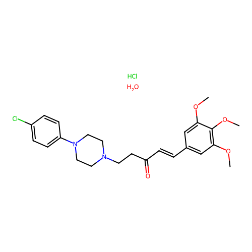 Piperazine, 1-p-chlorophenyl-4-(2-(3,4,5-trimethoxycinnamoyl)ethyl)-, hydrochloride, hydrate structure