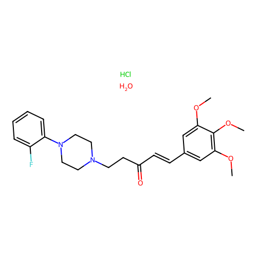 Piperazine, 1-o-fluorophenyl-4-(2-(3,4,5-trimethoxycinnamoyl)ethyl)-, hydrochloride, hydrate structure