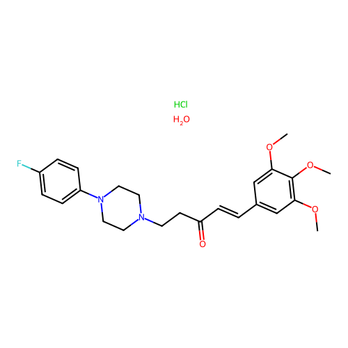 Piperazine, 1-p-fluorophenyl-4-(2-(3,4,5-trimethoxycinnamoyl)ethyl)-, hydrochloride, hydrate structure