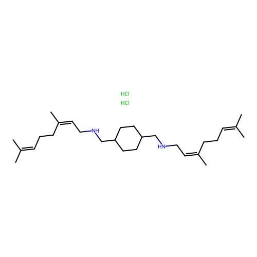 N,N'-Bis(3,7-dimethyl-2,6-octadienyl)-1,4-cyclohexanebis(methylamine) dihydrochloride structure