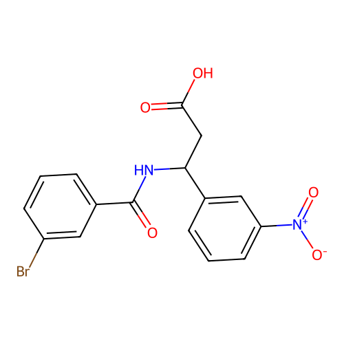 3-[(3-Bromophenyl)carbonylamino]-3-(3-nitrophenyl)propanoic acid structure