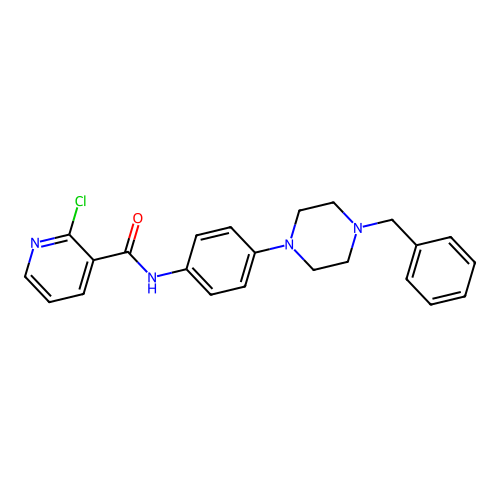 N-[4-(4-benzylpiperazin-1-yl)phenyl]-2-chloropyridine-3-carboxamide structure