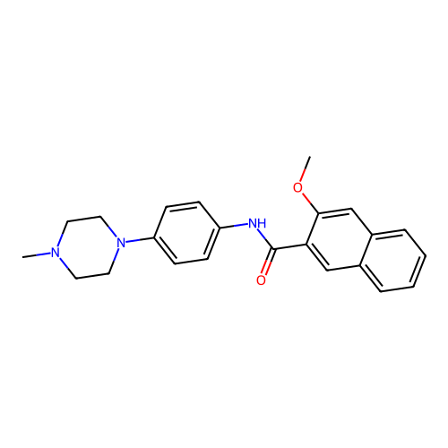 3-methoxy-N-[4-(4-methylpiperazin-1-yl)phenyl]naphthalene-2-carboxamide structure