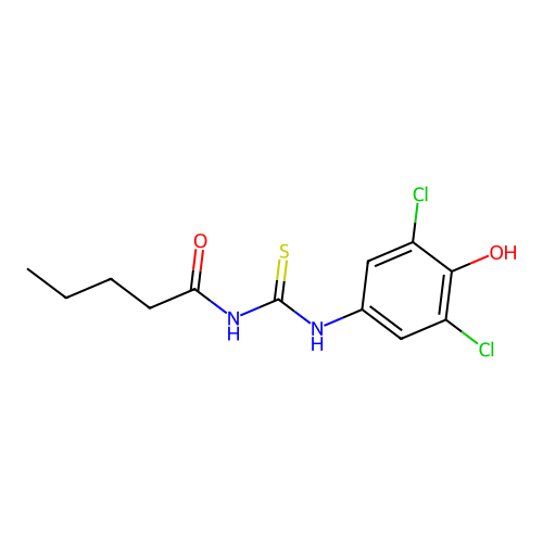 N-[(3,5-dichloro-4-hydroxyphenyl)carbamothioyl]pentanamide structure