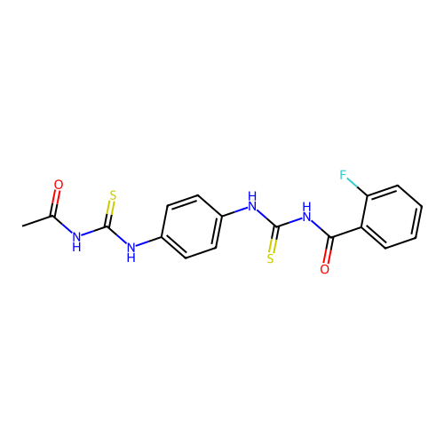 N-({4-[(acetylcarbamothioyl)amino]phenyl}carbamothioyl)-2-fluorobenzamide structure