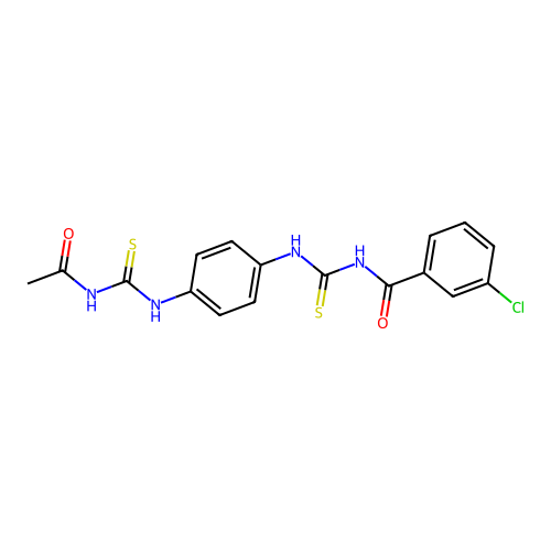 N-((4-(3-acetylthioureido)phenyl)carbamothioyl)-3-chlorobenzamide structure