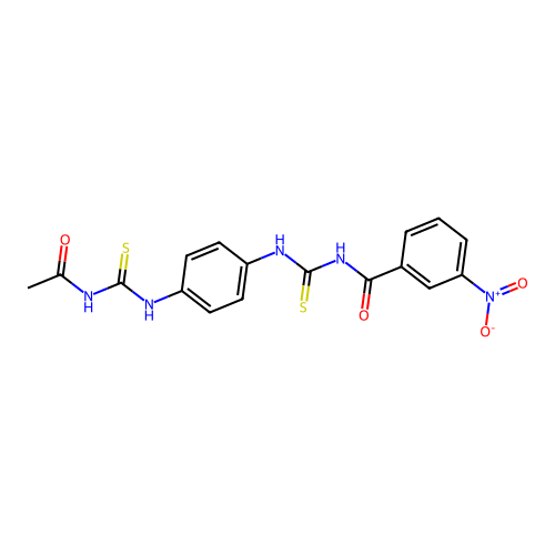 N-((4-(3-acetylthioureido)phenyl)carbamothioyl)-3-nitrobenzamide structure