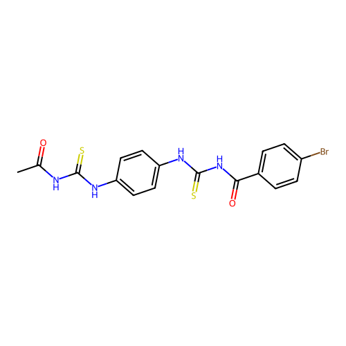 N-((4-(3-acetylthioureido)phenyl)carbamothioyl)-4-bromobenzamide structure