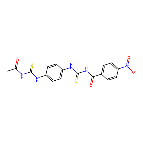 N-({4-[(acetylcarbamothioyl)amino]phenyl}carbamothioyl)-4-nitrobenzamide structure