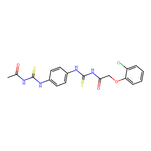 N-((4-(3-acetylthioureido)phenyl)carbamothioyl)-2-(2-chlorophenoxy)acetamide structure
