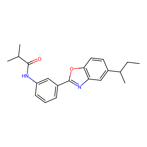 N-{3-[5-(butan-2-yl)-1,3-benzoxazol-2-yl]phenyl}-2-methylpropanamide structure