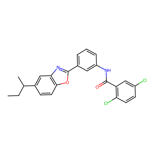 N-{3-[5-(butan-2-yl)-1,3-benzoxazol-2-yl]phenyl}-2,5-dichlorobenzamide structure