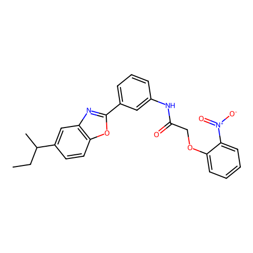 N-{3-[5-(butan-2-yl)-1,3-benzoxazol-2-yl]phenyl}-2-(2-nitrophenoxy)acetamide structure