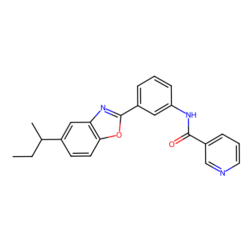 N-{3-[5-(butan-2-yl)-1,3-benzoxazol-2-yl]phenyl}pyridine-3-carboxamide structure