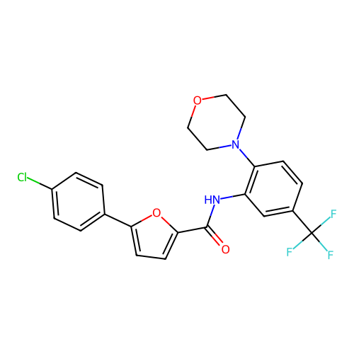5-(4-chlorophenyl)-N-[2-(morpholin-4-yl)-5-(trifluoromethyl)phenyl]furan-2-carboxamide structure