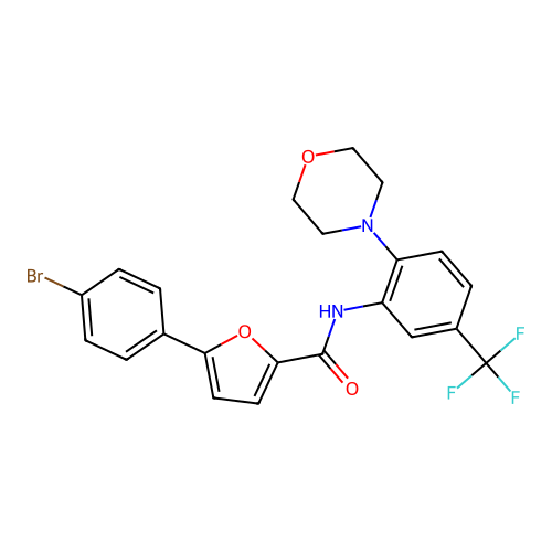 5-(4-bromophenyl)-N-[2-(morpholin-4-yl)-5-(trifluoromethyl)phenyl]furan-2-carboxamide structure