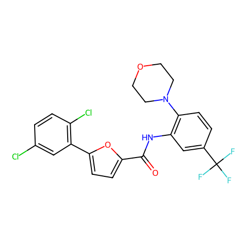 5-(2,5-dichlorophenyl)-N-(2-morpholino-5-(trifluoromethyl)phenyl)furan-2-carboxamide structure