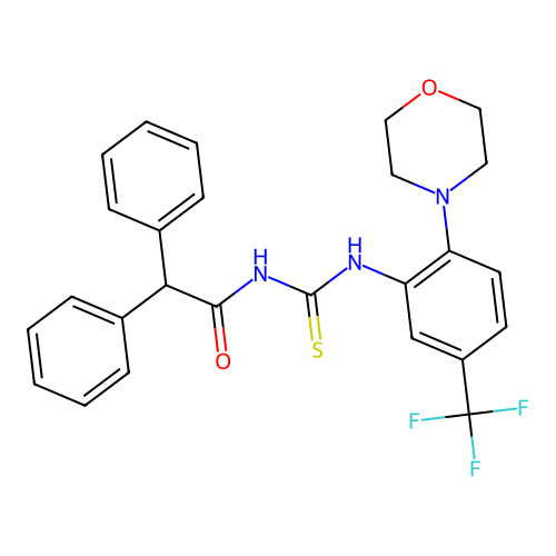 N-((2-morpholino-5-(trifluoromethyl)phenyl)carbamothioyl)-2,2-diphenylacetamide structure