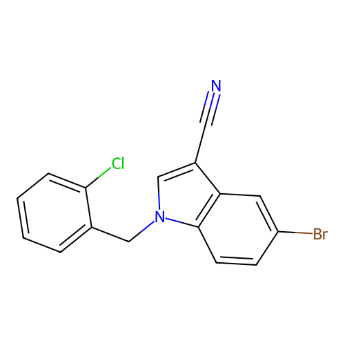 5-bromo-1-(2-chlorobenzyl)-1H-indole-3-carbonitrile structure