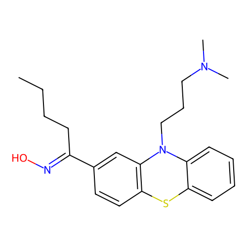 1-Butanone, (10-(3-dimethylaminopropyl)-2-phenothiazinyl), oxime structure