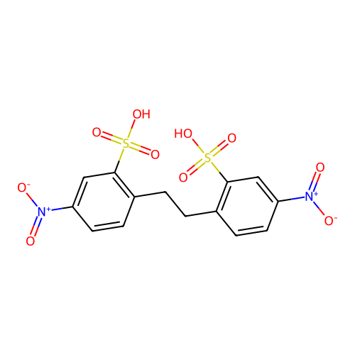 2,2'-Ethane-1,2-diylbis(5-nitrobenzenesulfonic acid) structure