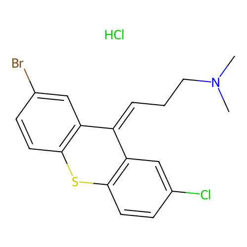 Thioxanthene, 7-bromo-2-chloro-9-(3-(dimethylamino)propylidene)-, hydrochloride structure