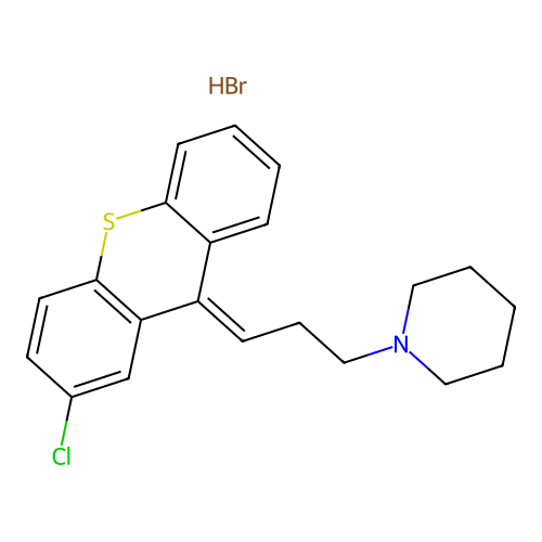 Thioxanthene, 2-chloro-9-(3-(1-azacyclohexyl)propylidene)-, hydrobromide, (Z)- structure