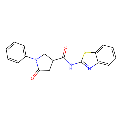 N-(1,3-benzothiazol-2-yl)-5-oxo-1-phenylpyrrolidine-3-carboxamide structure