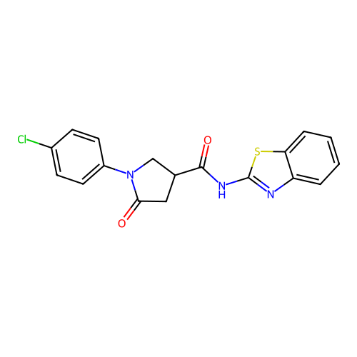 1-(4-Chloro-phenyl)-5-oxo-pyrrolidine-3-carboxylic acid benzothiazol-2-ylamide structure