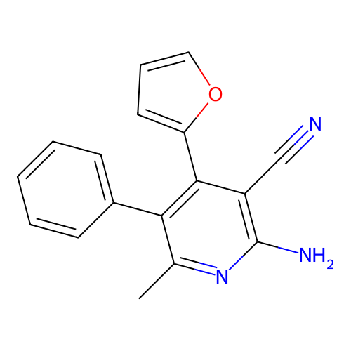 2-Amino-4-(furan-2-yl)-6-methyl-5-phenylpyridine-3-carbonitrile structure