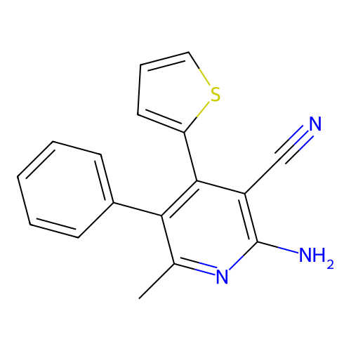 2-Amino-6-methyl-5-phenyl-4-(thiophen-2-yl)pyridine-3-carbonitrile structure