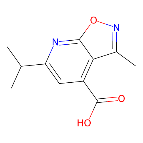 3-Methyl-6-(propan-2-yl)-(1,2)oxazolo(5,4-b)pyridine-4-carboxylic acid structure
